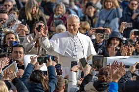Pope Leo XIV during the last Jubilee audience in St. Peter's Square - Vatican
