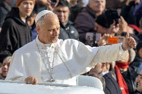 Pope Leo XIV during the last Jubilee audience in St. Peter's Square - Vatican