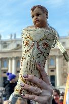 Baby Jesus Figurines During The Angelus Prayer - Vatican