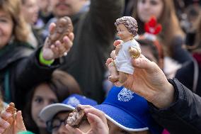 Baby Jesus Figurines During The Angelus Prayer - Vatican