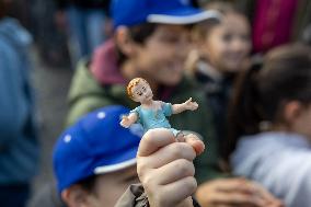 Baby Jesus Figurines During The Angelus Prayer - Vatican
