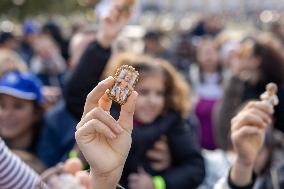 Baby Jesus Figurines During The Angelus Prayer - Vatican