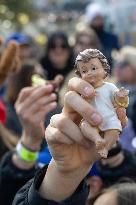 Baby Jesus Figurines During The Angelus Prayer - Vatican