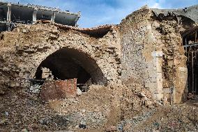Gaza Omari Mosque and Pasha Palace After Israeli Airstrikes - Gaza