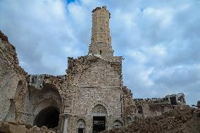 Gaza Omari Mosque and Pasha Palace After Israeli Airstrikes - Gaza