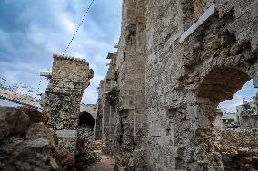 Gaza Omari Mosque and Pasha Palace After Israeli Airstrikes - Gaza