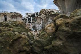 Gaza Omari Mosque and Pasha Palace After Israeli Airstrikes - Gaza