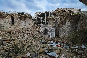 Gaza Omari Mosque and Pasha Palace After Israeli Airstrikes - Gaza