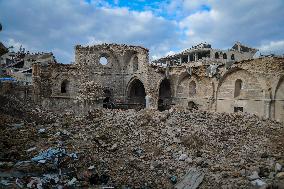Gaza Omari Mosque and Pasha Palace After Israeli Airstrikes - Gaza