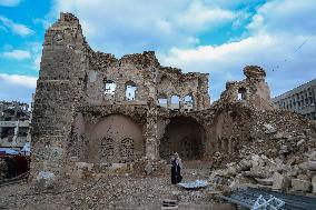 Gaza Omari Mosque and Pasha Palace After Israeli Airstrikes - Gaza