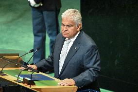 President José Raúl Mulino Quintero of Panama Addresses the United Nations General Assembly