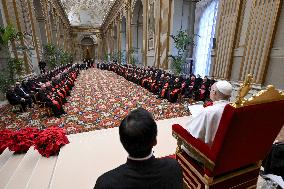 Pope Leo XIV Meets Roman Curia For The Christmas Greetings - Vatican