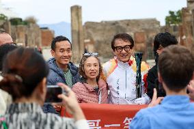 Jackie Chan Holds the Milan Cortina 2026 Olympic Flame - Pompeii