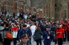 Jackie Chan Holds the Milan Cortina 2026 Olympic Flame - Pompeii