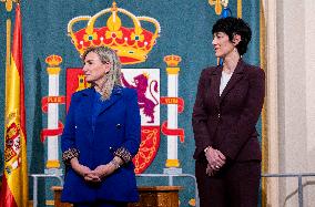 Pilar Alegria Hands Over Portfolio In Madrid - Spain