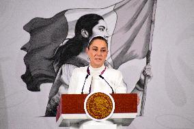 Mexican President Claudia Sheinbaum Holds Briefing Conference - Mexico