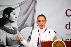 Mexican President Claudia Sheinbaum Holds Briefing Conference - Mexico