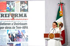 Mexican President Claudia Sheinbaum Holds Briefing Conference - Mexico