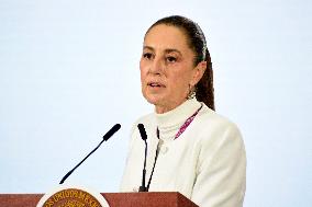 Mexican President Claudia Sheinbaum Holds Briefing Conference - Mexico