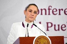 Mexican President Claudia Sheinbaum Holds Briefing Conference - Mexico