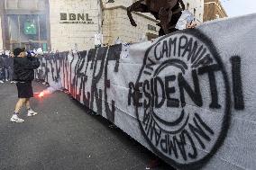 Ultras Groups Protest Travel Bans In Naples - Italy