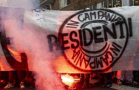 Ultras Groups Protest Travel Bans In Naples - Italy