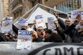 Ultras Groups Protest Travel Bans In Naples - Italy