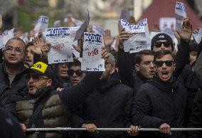 Ultras Groups Protest Travel Bans In Naples - Italy