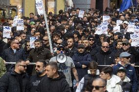 Ultras Groups Protest Travel Bans In Naples - Italy