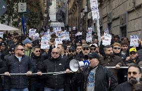 Ultras Groups Protest Travel Bans In Naples - Italy