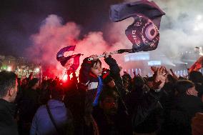 Naples Fans Celebrate Their Victory in The Italian Super Cup - Naples