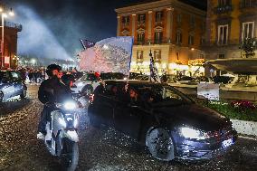 Naples Fans Celebrate Their Victory in The Italian Super Cup - Naples