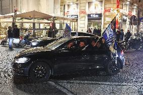Naples Fans Celebrate Their Victory in The Italian Super Cup - Naples