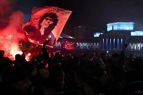 Naples Fans Celebrate Their Victory in The Italian Super Cup - Naples