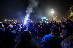 Naples Fans Celebrate Their Victory in The Italian Super Cup - Naples