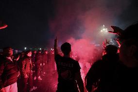 Naples Fans Celebrate Their Victory in The Italian Super Cup - Naples