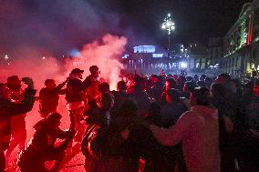 Naples Fans Celebrate Their Victory in The Italian Super Cup - Naples