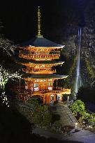 Nachi Falls lit up in western Japan