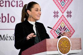 Mexican President Claudia Sheinbaum Holds Briefing Conference - Mexico