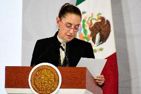 Mexican President Claudia Sheinbaum Holds Briefing Conference - Mexico