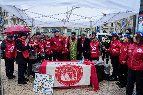 Interfaith Prayer With Food Distribution In Milano - Italy