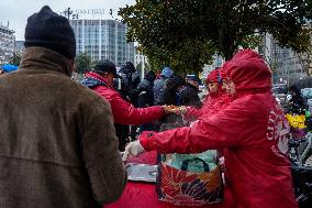 Interfaith Prayer With Food Distribution In Milano - Italy