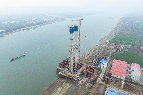 Construction Site of Road-Rail Bridge Project - China