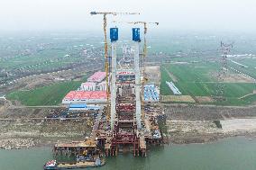 Construction Site of Road-Rail Bridge Project - China