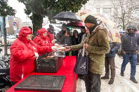 Interfaith Prayer With Food Distribution In Milano - Italy