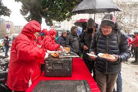 Interfaith Prayer With Food Distribution In Milano - Italy