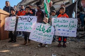 Palestinians Stage Protest over Homes at Risk of Collapse - Gaza City