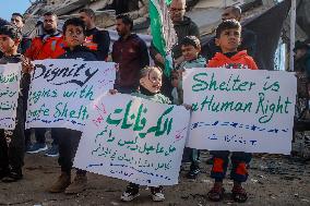 Palestinians Stage Protest over Homes at Risk of Collapse - Gaza City