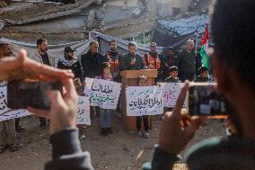 Palestinians Stage Protest over Homes at Risk of Collapse - Gaza City