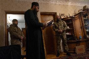 Military Chaplain Holds Christmas Service near the Frontline in Kharkiv Region - Ukraine